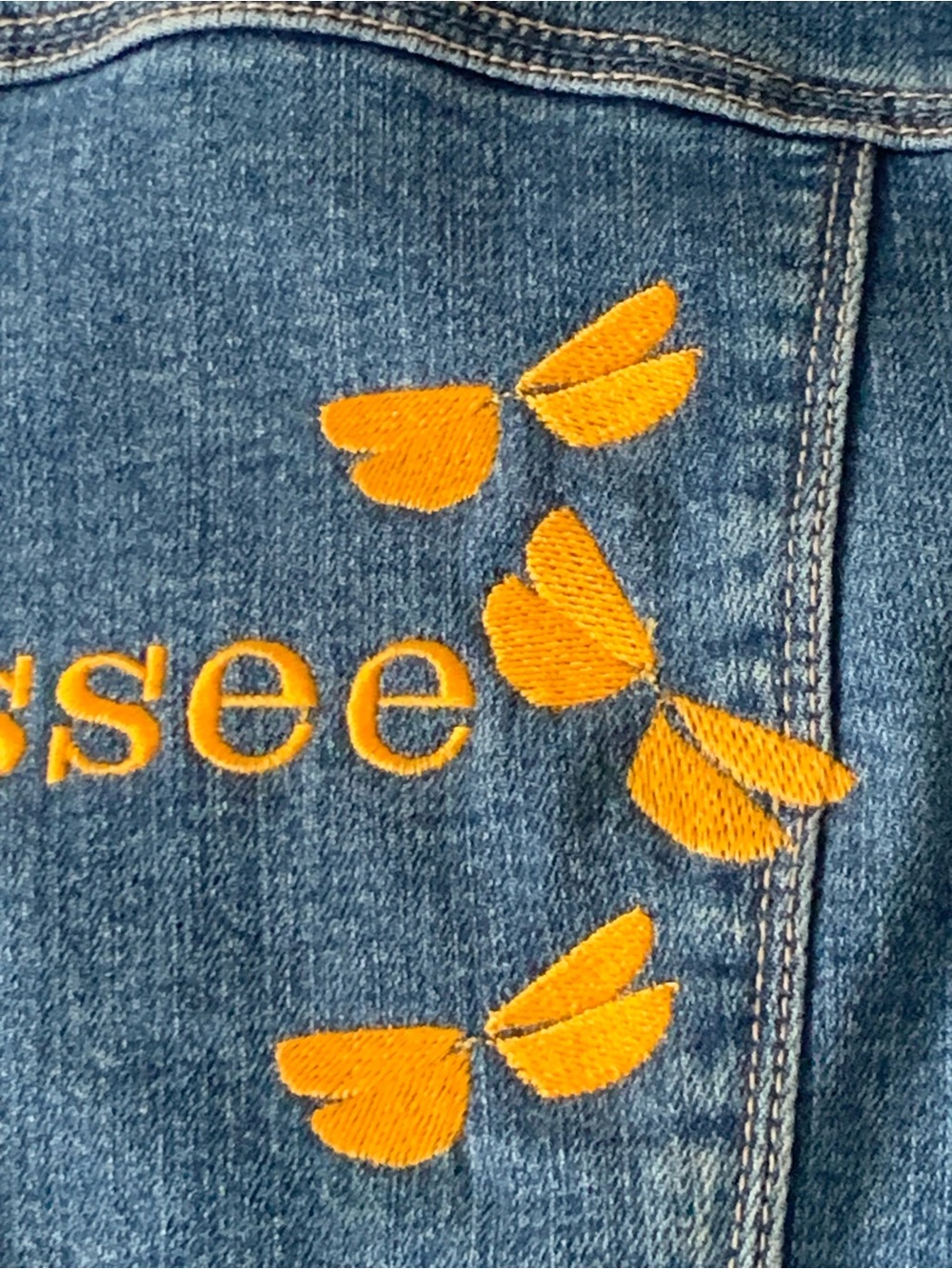 Embroidered Blue Denim Jacket with Tennessee Script - Picture 11 of 13